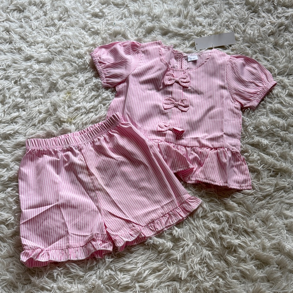 Pink Striped Outfit Set